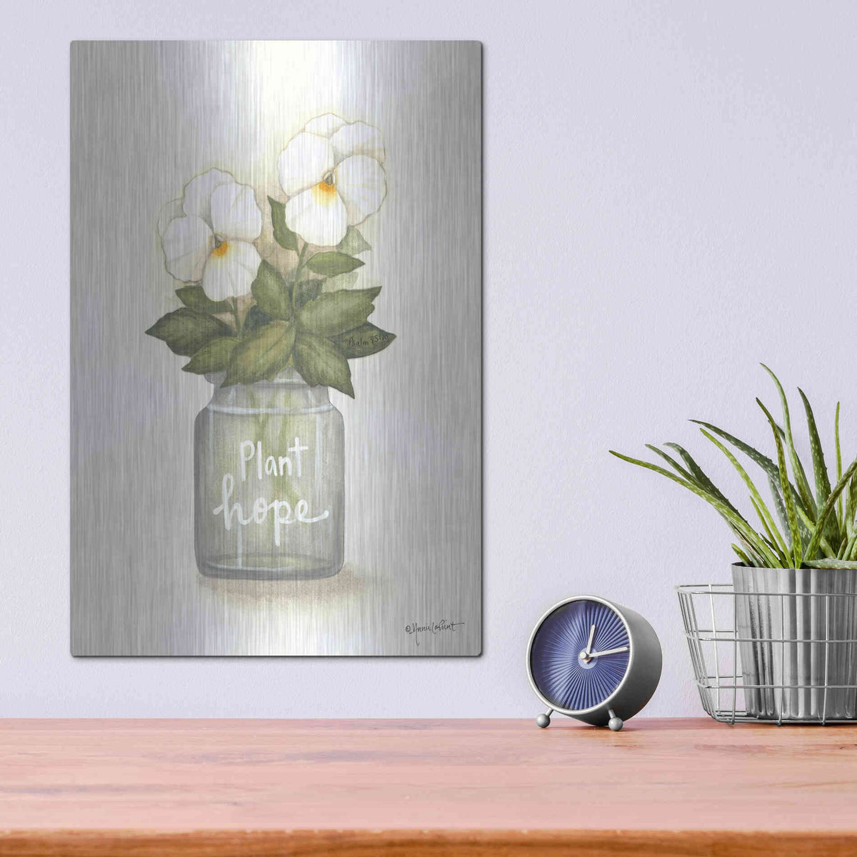 Luxe Metal Art 'Plant Hope Pansies' by Annie LaPoint, Metal Wall Art,12x16