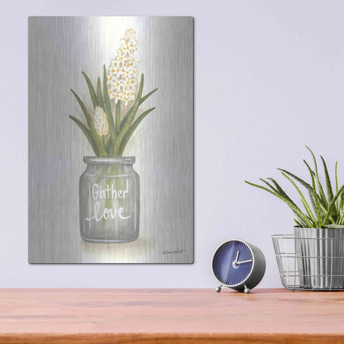 Luxe Metal Art 'Gather Love Hyacinth' by Annie LaPoint, Metal Wall Art,12x16