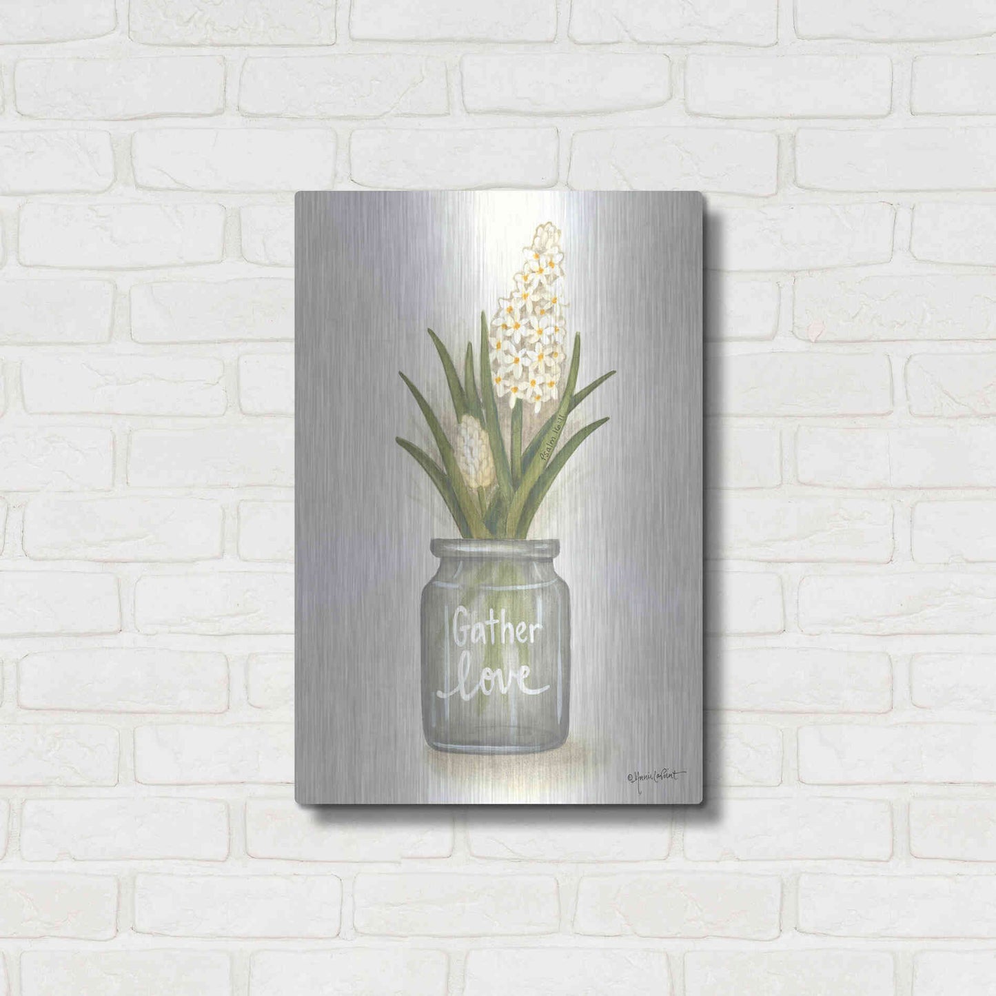 Luxe Metal Art 'Gather Love Hyacinth' by Annie LaPoint, Metal Wall Art,16x24