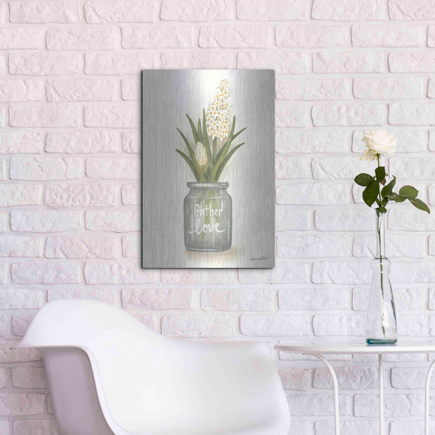 Luxe Metal Art 'Gather Love Hyacinth' by Annie LaPoint, Metal Wall Art,16x24