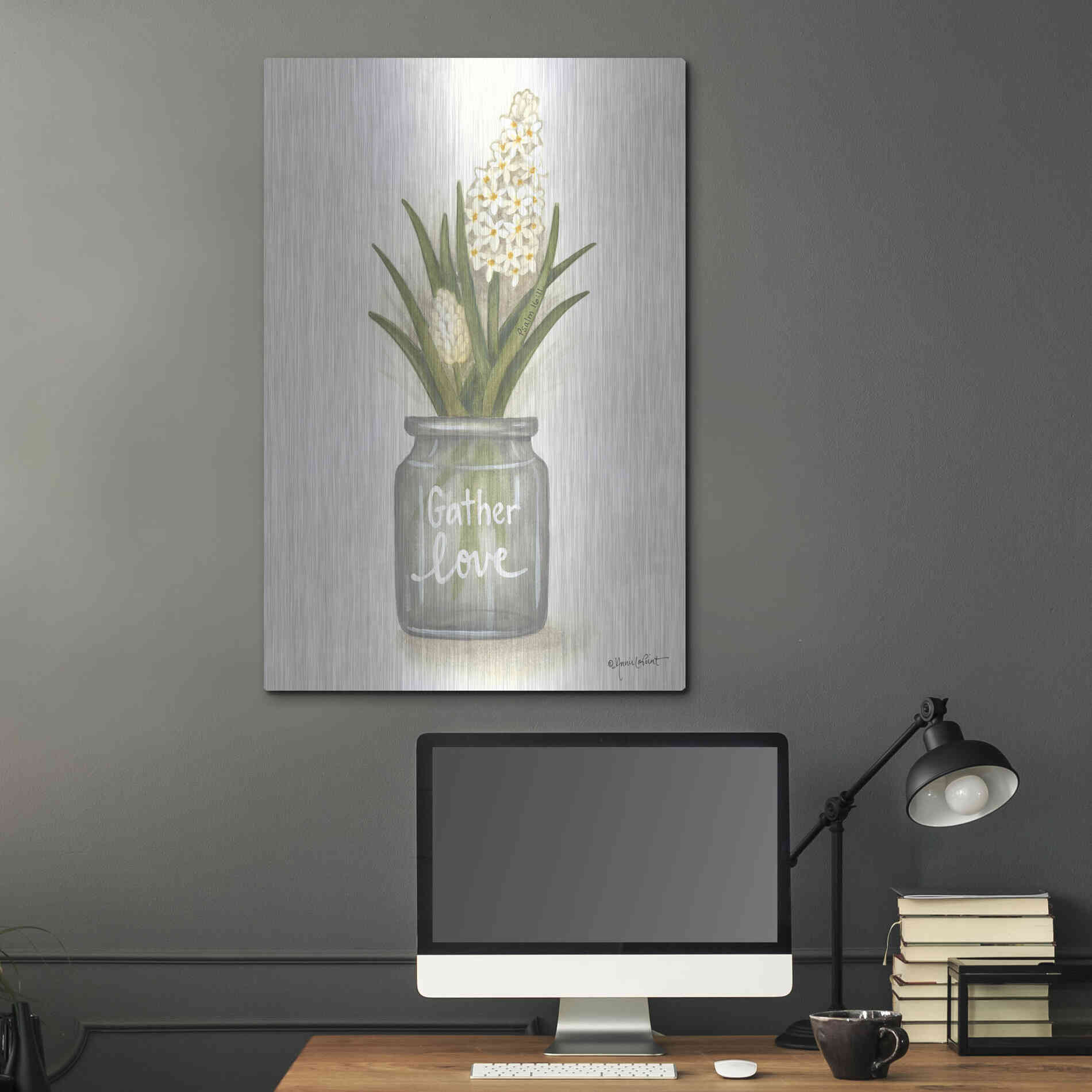 Luxe Metal Art 'Gather Love Hyacinth' by Annie LaPoint, Metal Wall Art,24x36