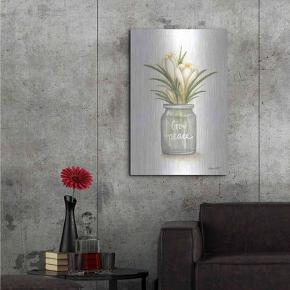 Luxe Metal Art 'Grow Peace Crocus' by Annie LaPoint, Metal Wall Art,24x36