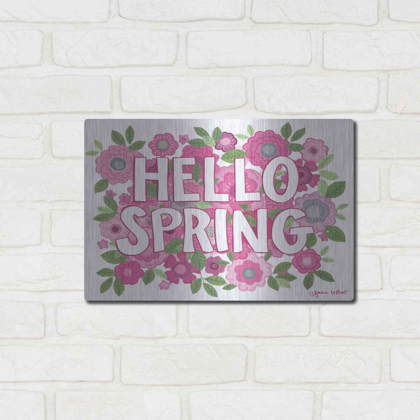 Luxe Metal Art 'Hello Spring' by Annie LaPoint, Metal Wall Art,16x12