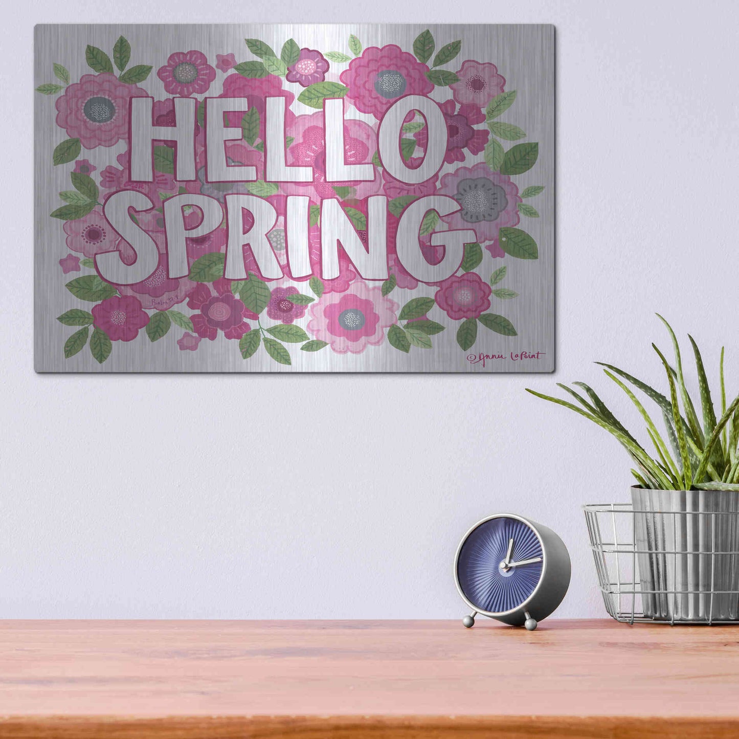 Luxe Metal Art 'Hello Spring' by Annie LaPoint, Metal Wall Art,16x12