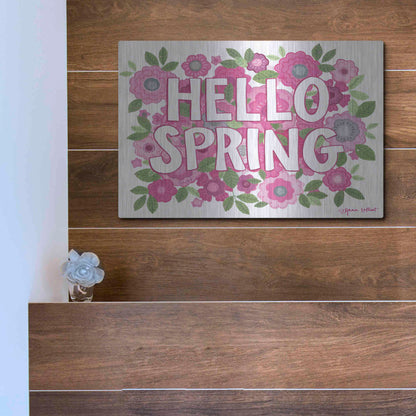 Luxe Metal Art 'Hello Spring' by Annie LaPoint, Metal Wall Art,16x12