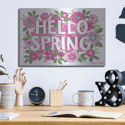 Luxe Metal Art 'Hello Spring' by Annie LaPoint, Metal Wall Art,16x12