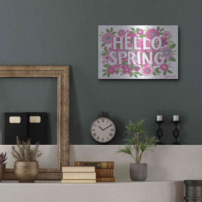 Luxe Metal Art 'Hello Spring' by Annie LaPoint, Metal Wall Art,16x12