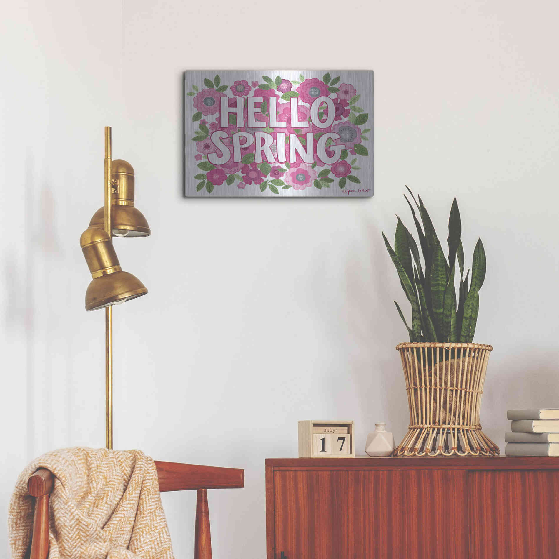 Luxe Metal Art 'Hello Spring' by Annie LaPoint, Metal Wall Art,24x16