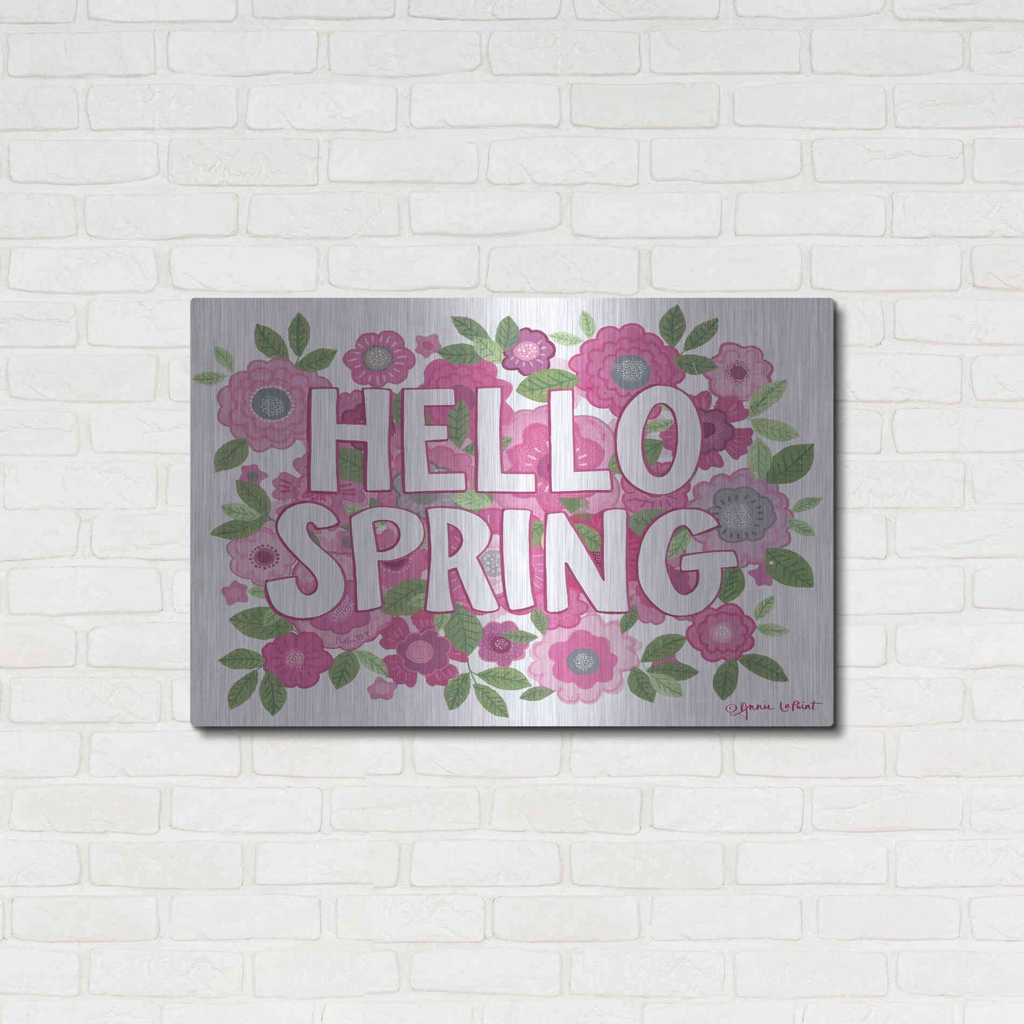 Luxe Metal Art 'Hello Spring' by Annie LaPoint, Metal Wall Art,36x24