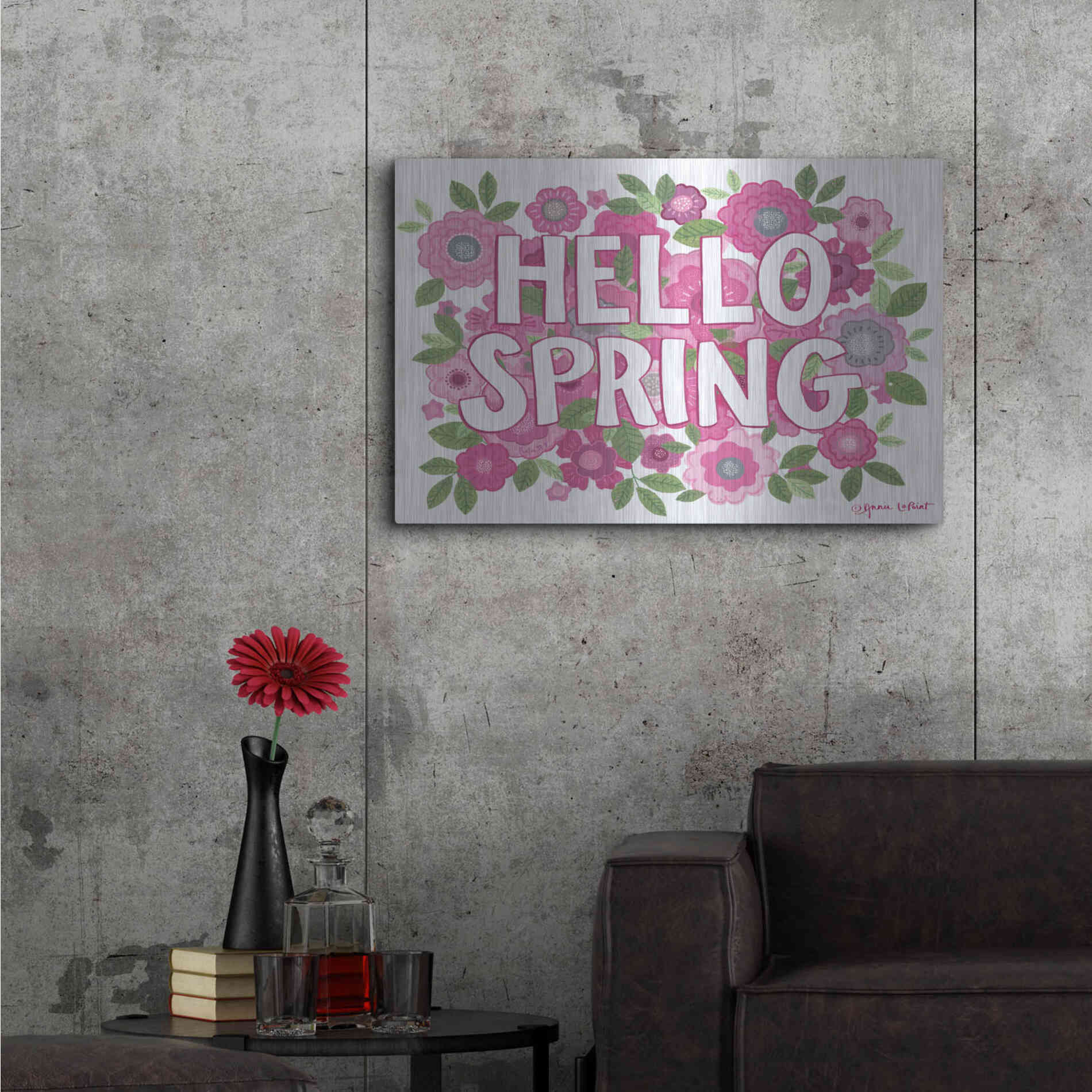 Luxe Metal Art 'Hello Spring' by Annie LaPoint, Metal Wall Art,36x24