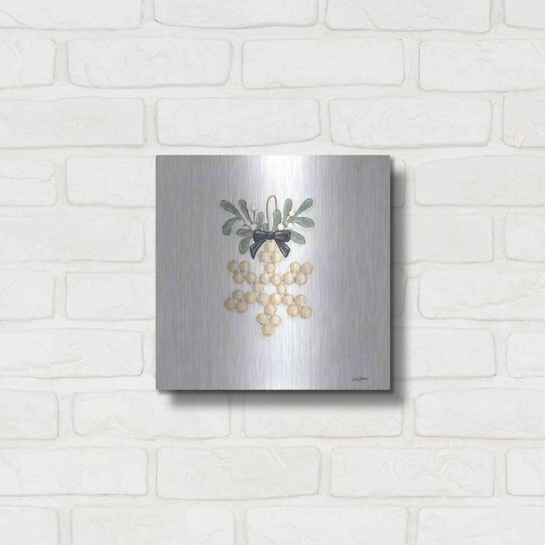 Luxe Metal Art 'Farmhouse Ornament II  ' by Sara Baker, Metal Wall Art,12x12