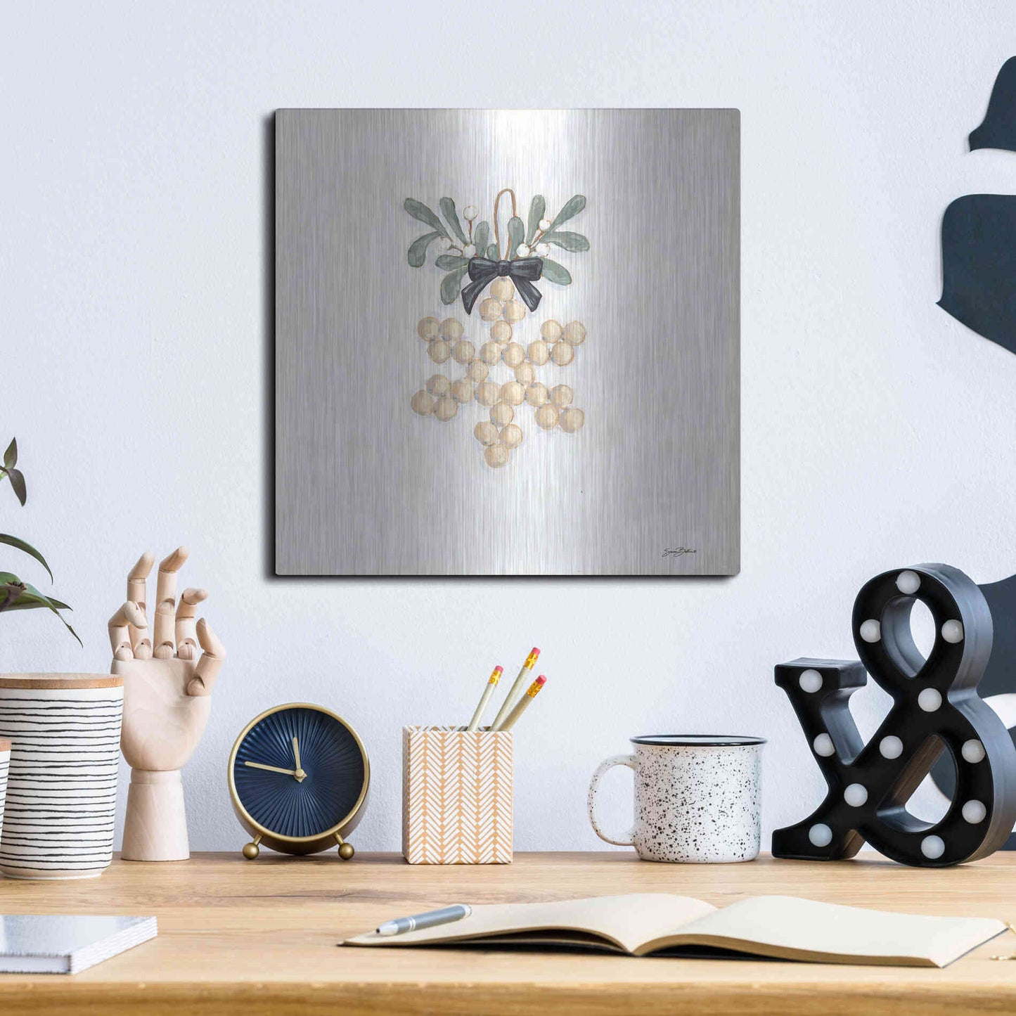 Luxe Metal Art 'Farmhouse Ornament II  ' by Sara Baker, Metal Wall Art,12x12