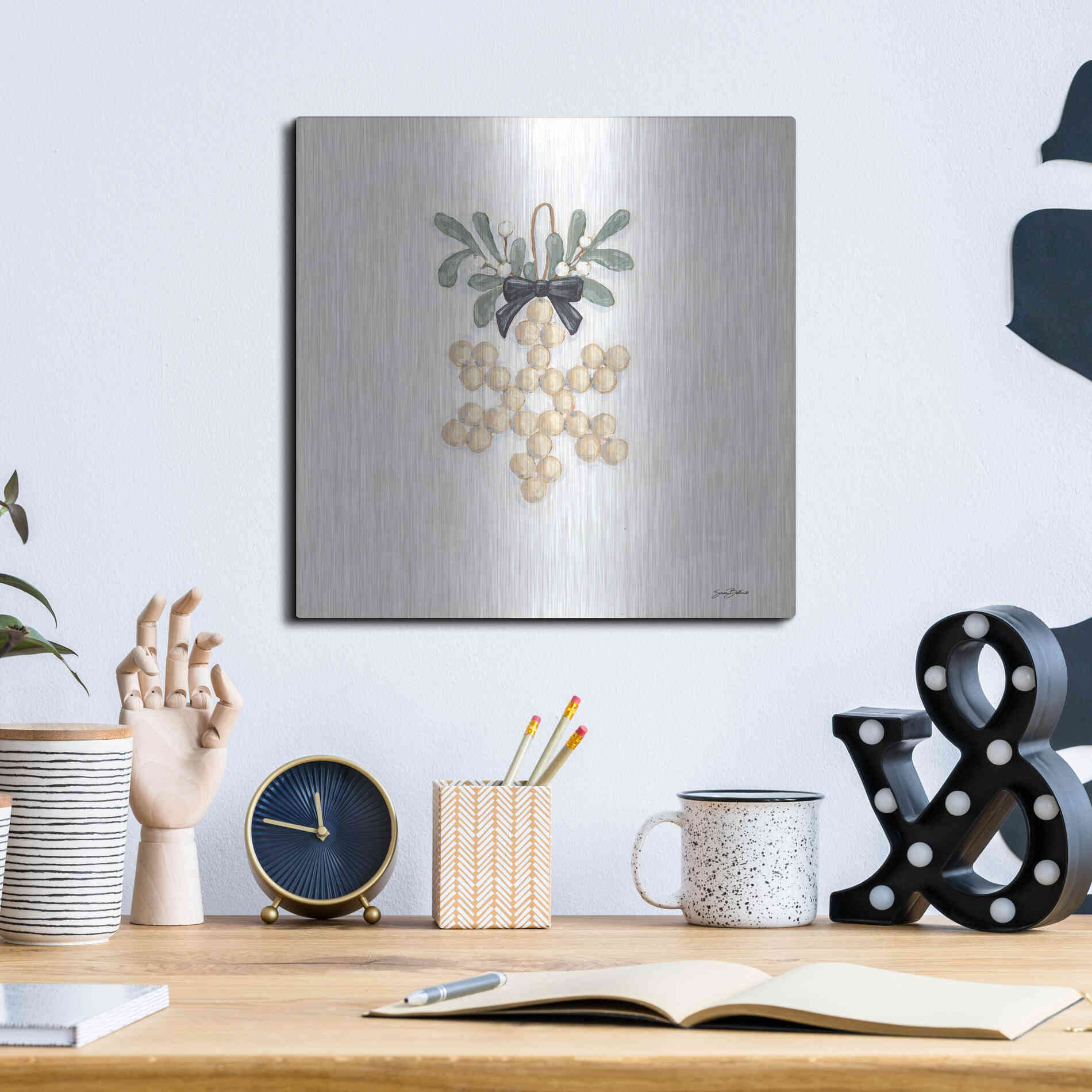 Luxe Metal Art 'Farmhouse Ornament II  ' by Sara Baker, Metal Wall Art,12x12