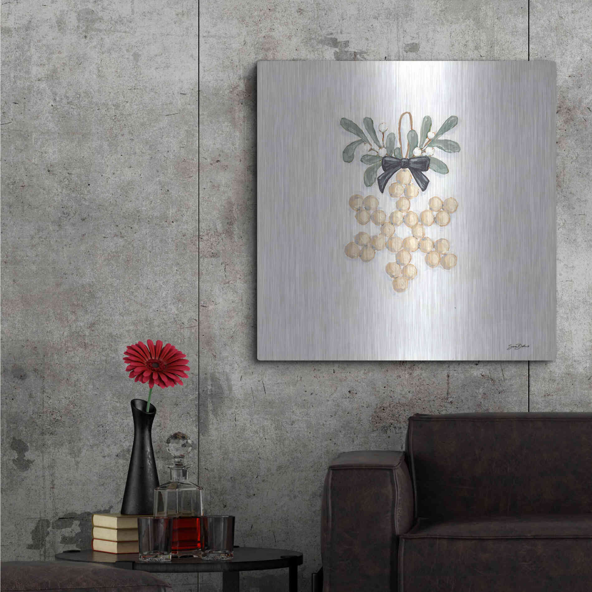 Luxe Metal Art 'Farmhouse Ornament II  ' by Sara Baker, Metal Wall Art,36x36