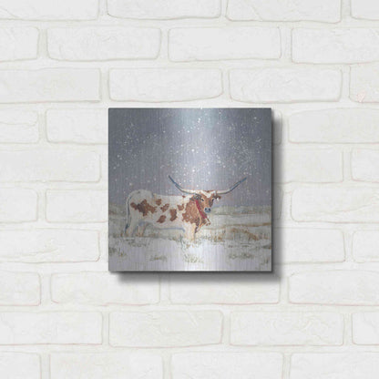 Luxe Metal Art 'Longhorn Holiday  ' by Sara Baker, Metal Wall Art,12x12