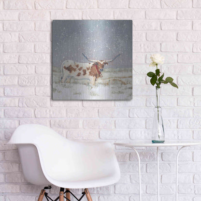 Luxe Metal Art 'Longhorn Holiday  ' by Sara Baker, Metal Wall Art,24x24