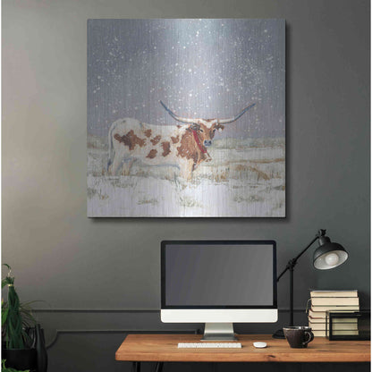 Luxe Metal Art 'Longhorn Holiday  ' by Sara Baker, Metal Wall Art,36x36
