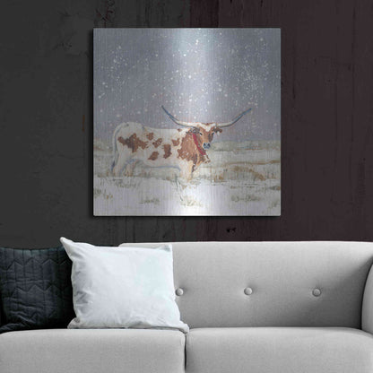 Luxe Metal Art 'Longhorn Holiday  ' by Sara Baker, Metal Wall Art,36x36