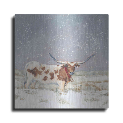 Luxe Metal Art 'Longhorn Holiday  ' by Sara Baker, Metal Wall Art