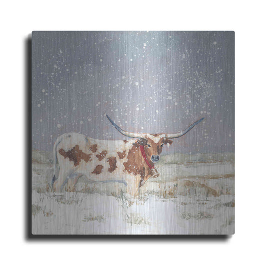 Luxe Metal Art 'Longhorn Holiday  ' by Sara Baker, Metal Wall Art