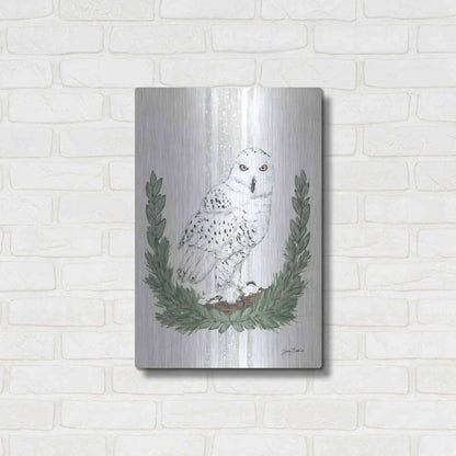 Luxe Metal Art 'Arctic Winter Owl  ' by Sara Baker, Metal Wall Art,16x24
