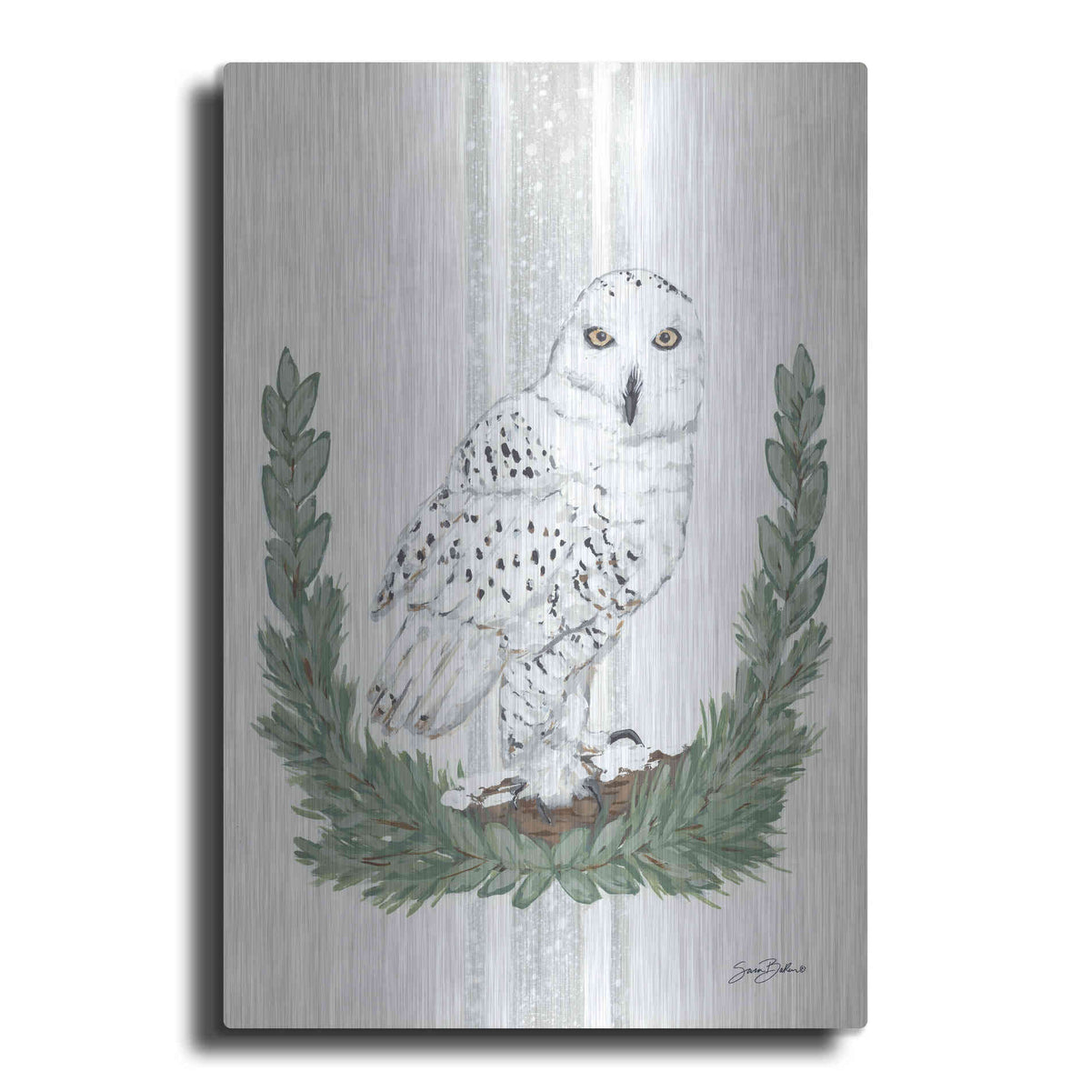Luxe Metal Art 'Arctic Winter Owl  ' by Sara Baker, Metal Wall Art