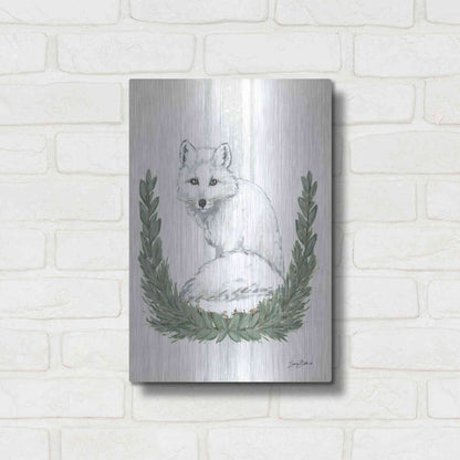 Luxe Metal Art 'Arctic Winter Fox  ' by Sara Baker, Metal Wall Art,12x16