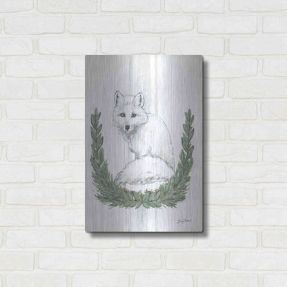 Luxe Metal Art 'Arctic Winter Fox  ' by Sara Baker, Metal Wall Art,16x24