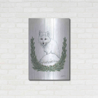 Luxe Metal Art 'Arctic Winter Fox  ' by Sara Baker, Metal Wall Art,24x36