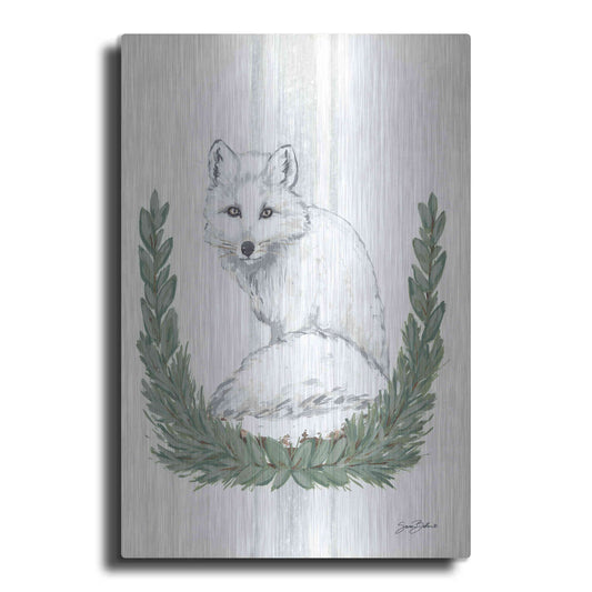 Luxe Metal Art 'Arctic Winter Fox  ' by Sara Baker, Metal Wall Art