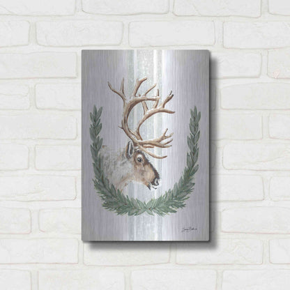 Luxe Metal Art 'Arctic Winter Reindeer  ' by Sara Baker, Metal Wall Art,12x16
