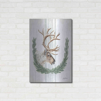 Luxe Metal Art 'Arctic Winter Reindeer  ' by Sara Baker, Metal Wall Art,24x36