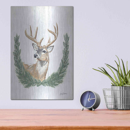 Luxe Metal Art 'Arctic Winter Deer  ' by Sara Baker, Metal Wall Art,12x16