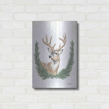 Luxe Metal Art 'Arctic Winter Deer  ' by Sara Baker, Metal Wall Art,16x24