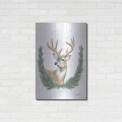Luxe Metal Art 'Arctic Winter Deer  ' by Sara Baker, Metal Wall Art,24x36