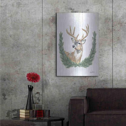 Luxe Metal Art 'Arctic Winter Deer  ' by Sara Baker, Metal Wall Art,24x36