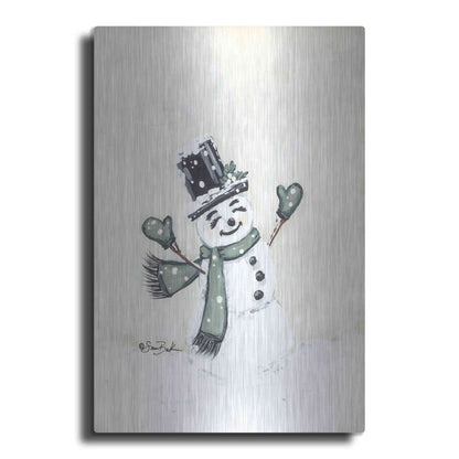 Luxe Metal Art 'Jolly Green Snowman' by Sara Baker, Metal Wall Art