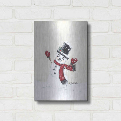 Luxe Metal Art 'Jolly Red Snowman' by Sara Baker, Metal Wall Art,12x16