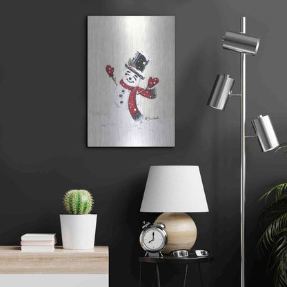Luxe Metal Art 'Jolly Red Snowman' by Sara Baker, Metal Wall Art,16x24