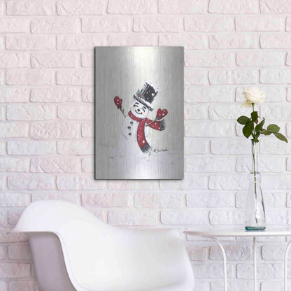 Luxe Metal Art 'Jolly Red Snowman' by Sara Baker, Metal Wall Art,16x24