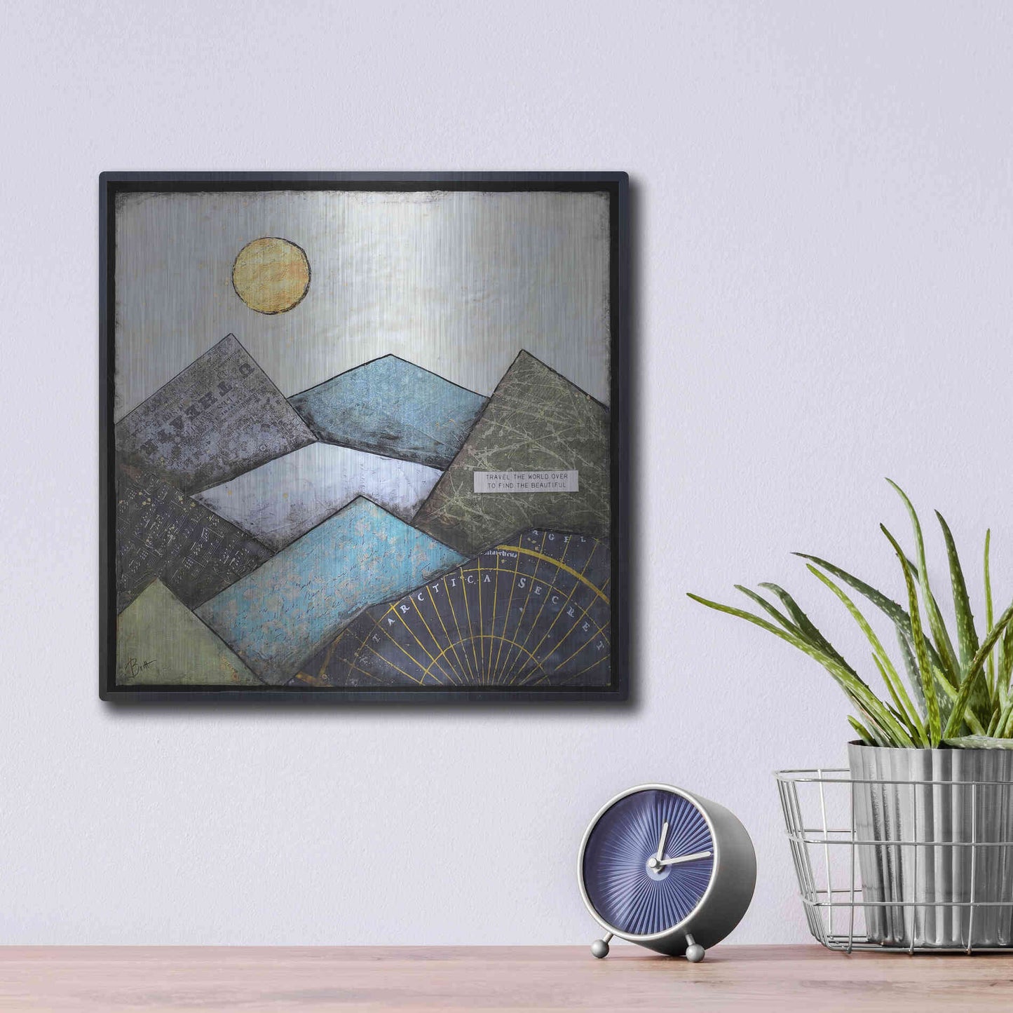 Luxe Metal Art 'Find the Beautiful' by Britt Hallowell, Metal Wall Art,12x12