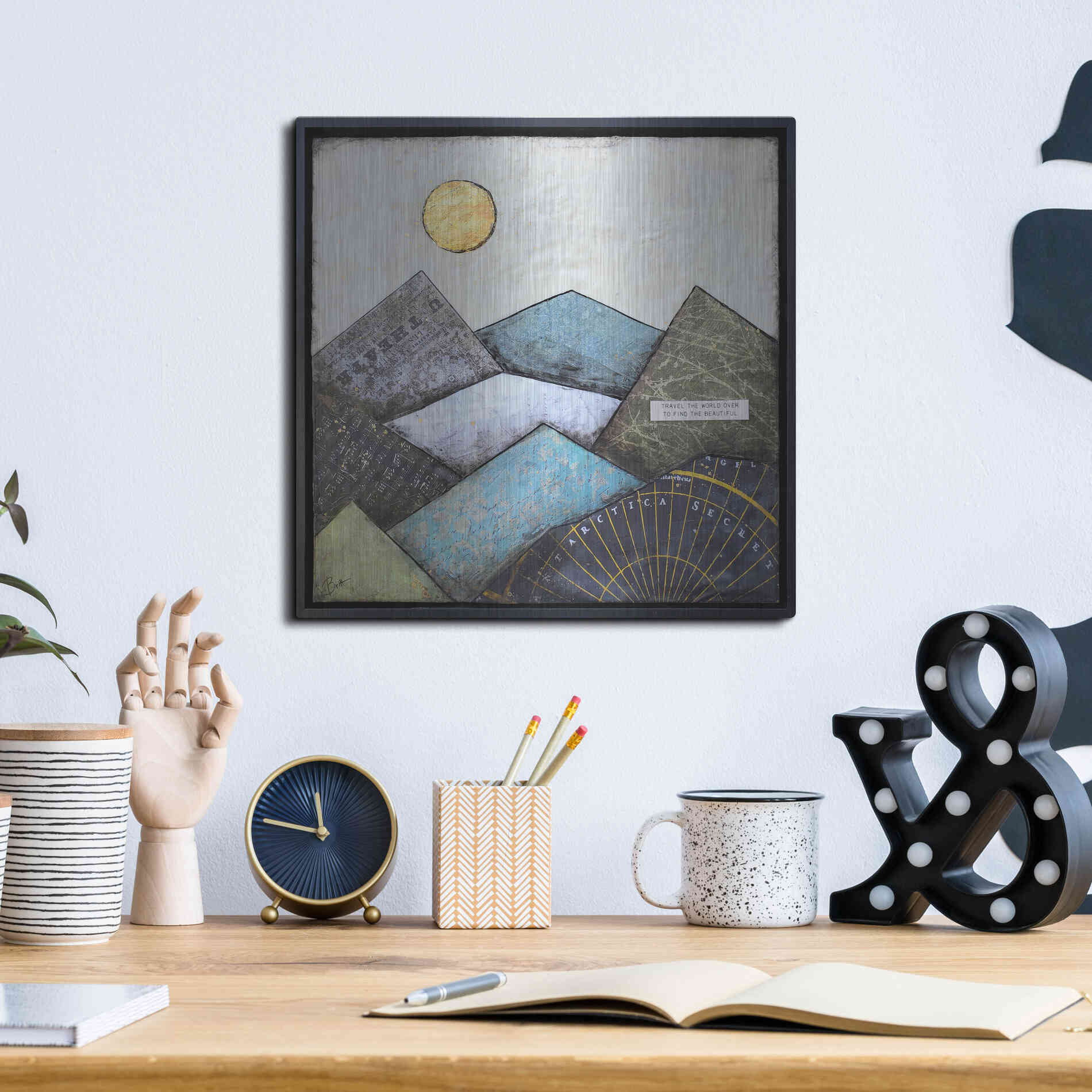 Luxe Metal Art 'Find the Beautiful' by Britt Hallowell, Metal Wall Art,12x12