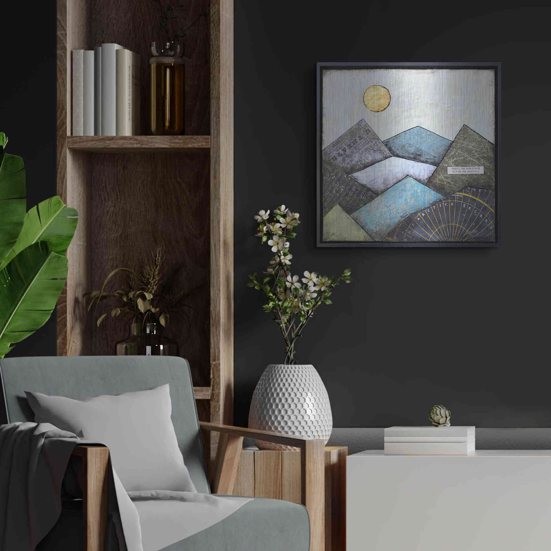 Luxe Metal Art 'Find the Beautiful' by Britt Hallowell, Metal Wall Art,24x24