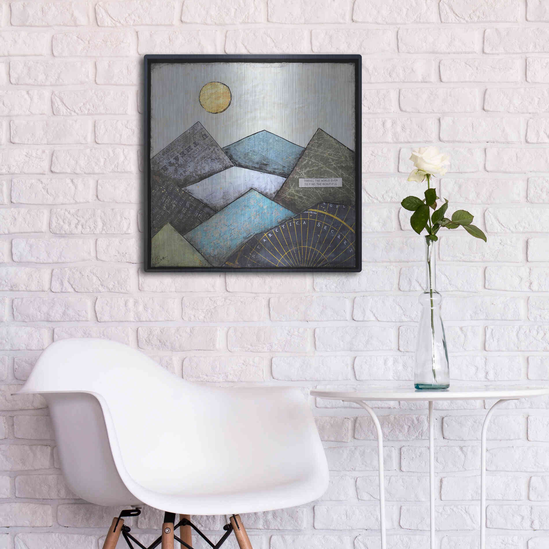 Luxe Metal Art 'Find the Beautiful' by Britt Hallowell, Metal Wall Art,24x24