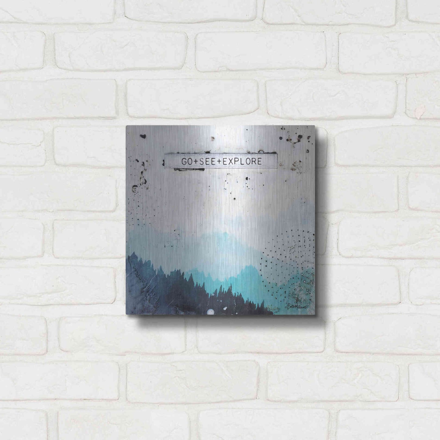 Luxe Metal Art 'Go + See + Explore' by Britt Hallowell, Metal Wall Art,12x12
