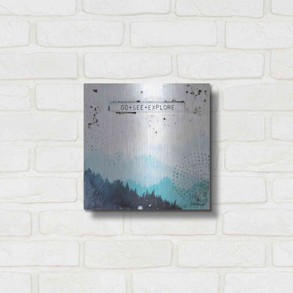 Luxe Metal Art 'Go + See + Explore' by Britt Hallowell, Metal Wall Art,12x12