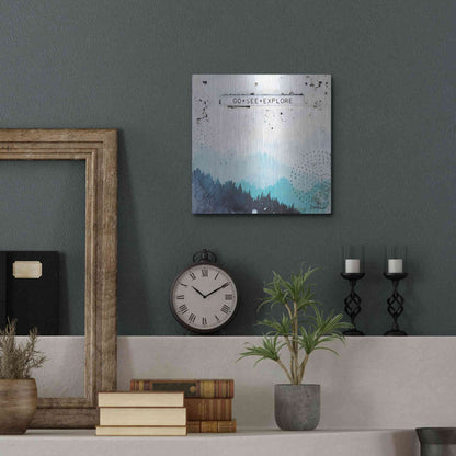 Luxe Metal Art 'Go + See + Explore' by Britt Hallowell, Metal Wall Art,12x12