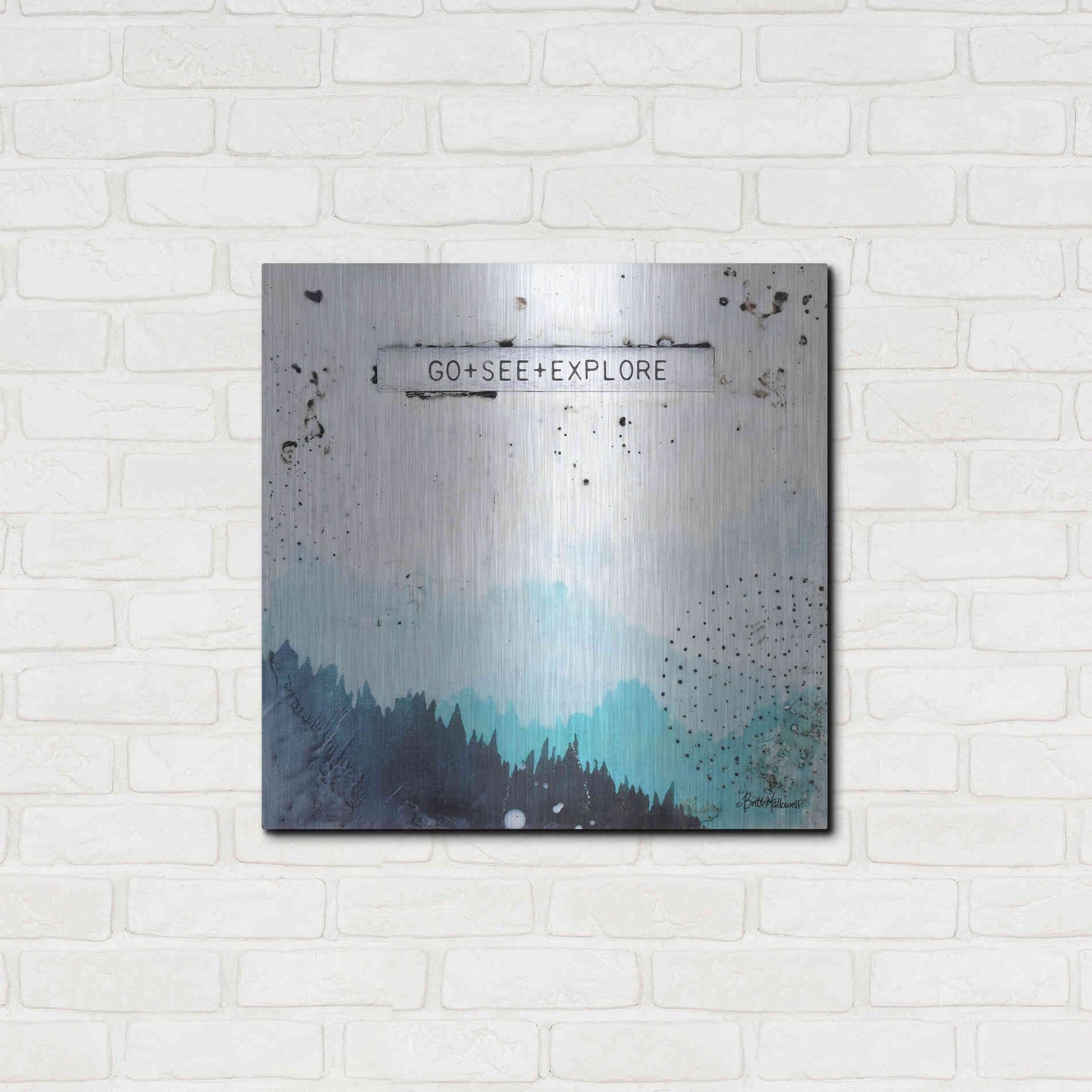 Luxe Metal Art 'Go + See + Explore' by Britt Hallowell, Metal Wall Art,24x24