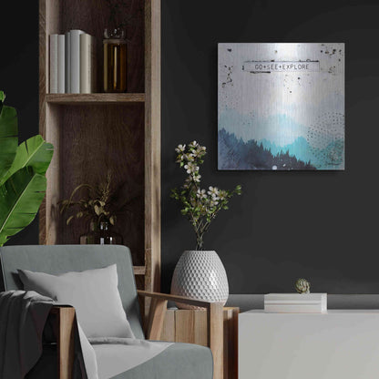 Luxe Metal Art 'Go + See + Explore' by Britt Hallowell, Metal Wall Art,24x24