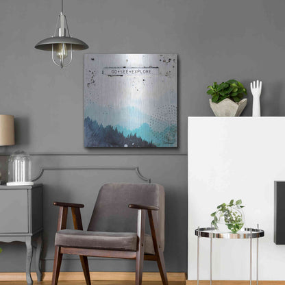 Luxe Metal Art 'Go + See + Explore' by Britt Hallowell, Metal Wall Art,24x24
